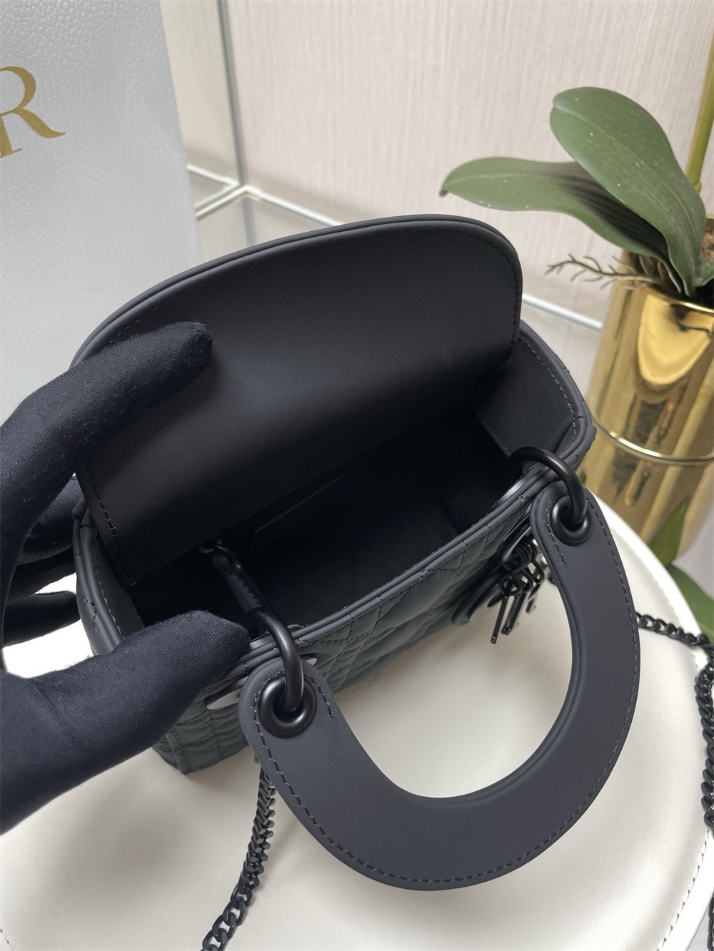 mini lady D*or bag 6.5 x 6 x 3 inches