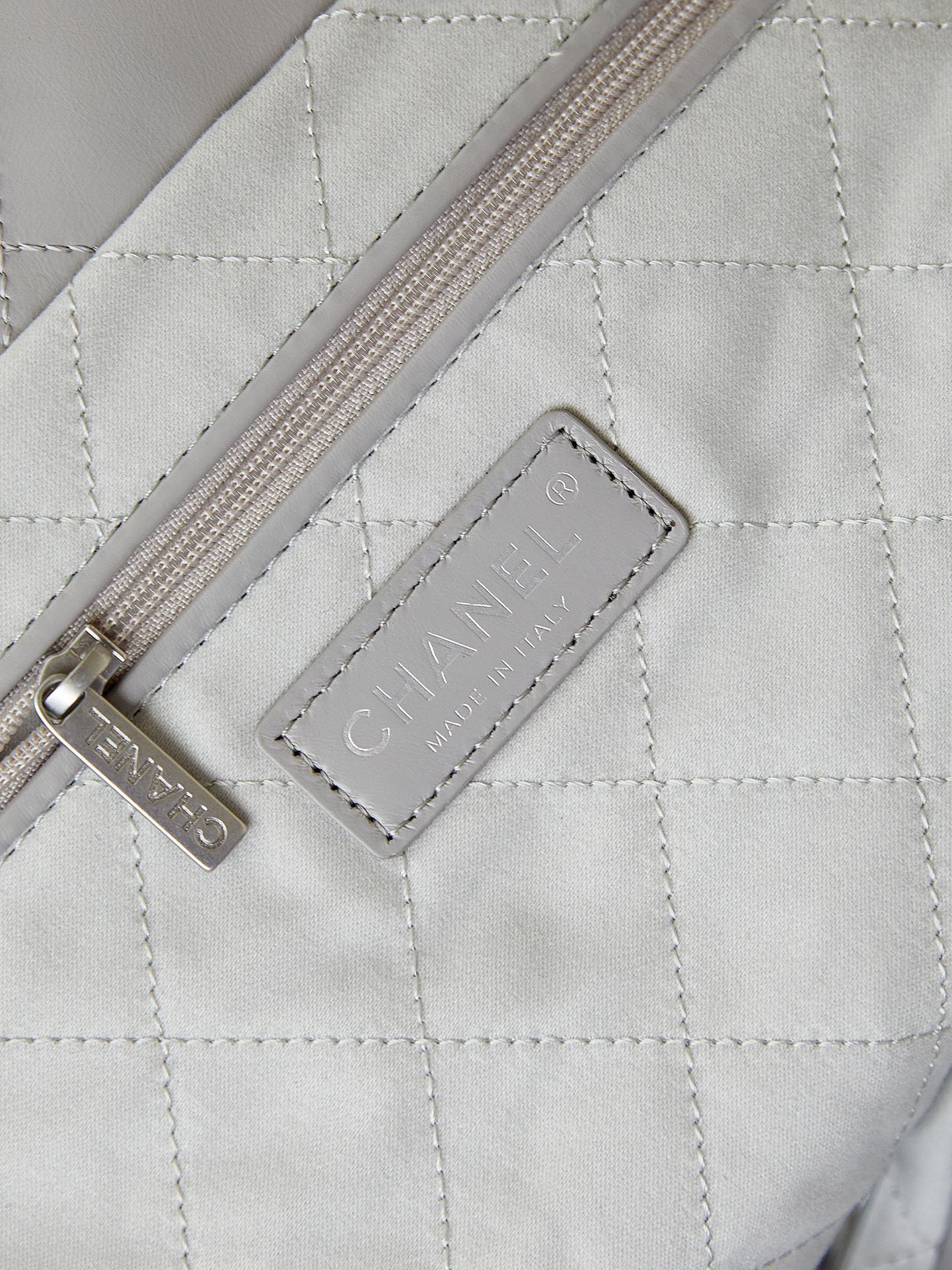 Ch*el 22 small handbag shiny calfskin grey 15.2×16.4×3.1 in