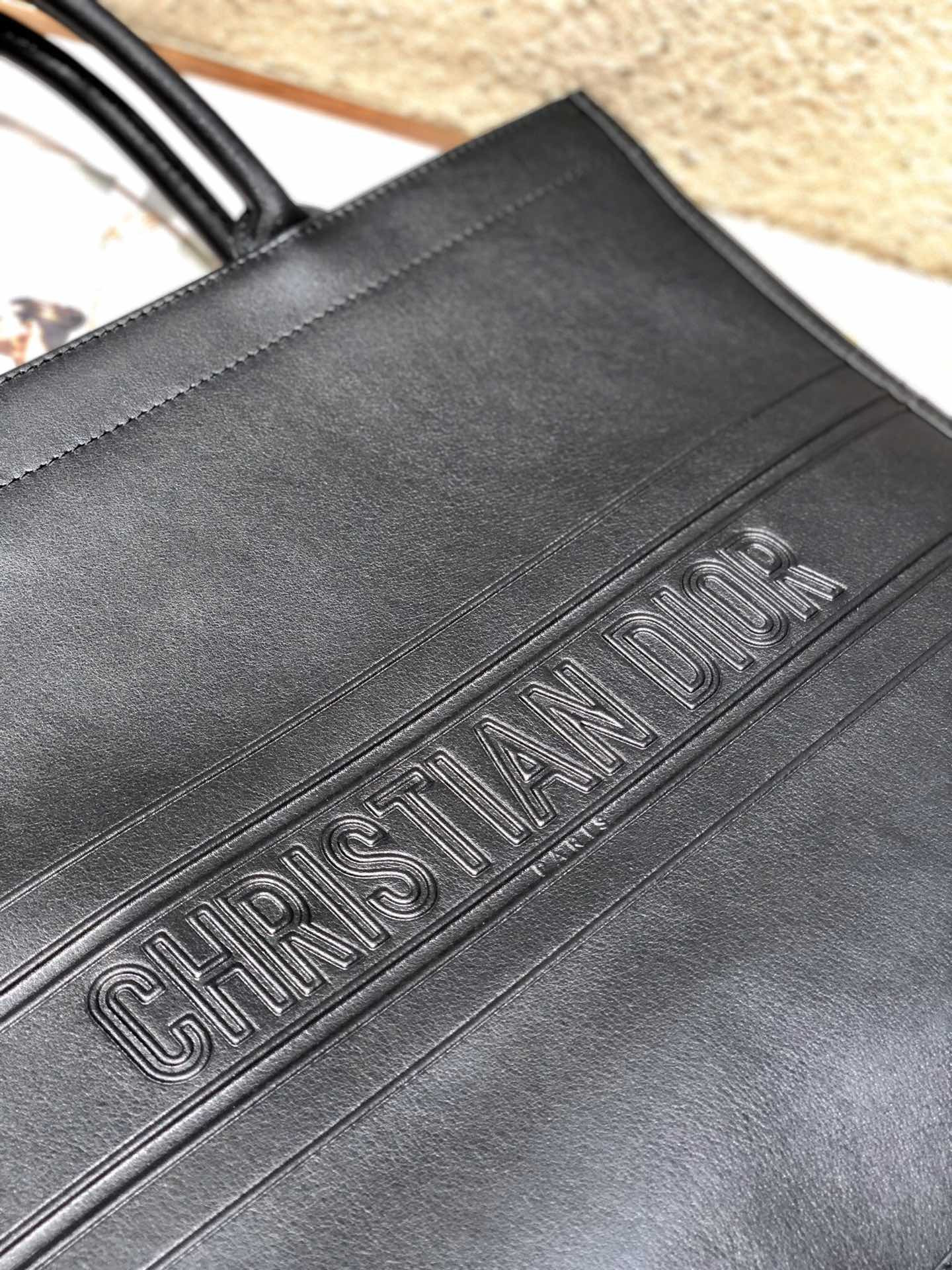 large D*or book tote black D*or oblique embossed calfskin 16.5 x 14 x 7.5 inches