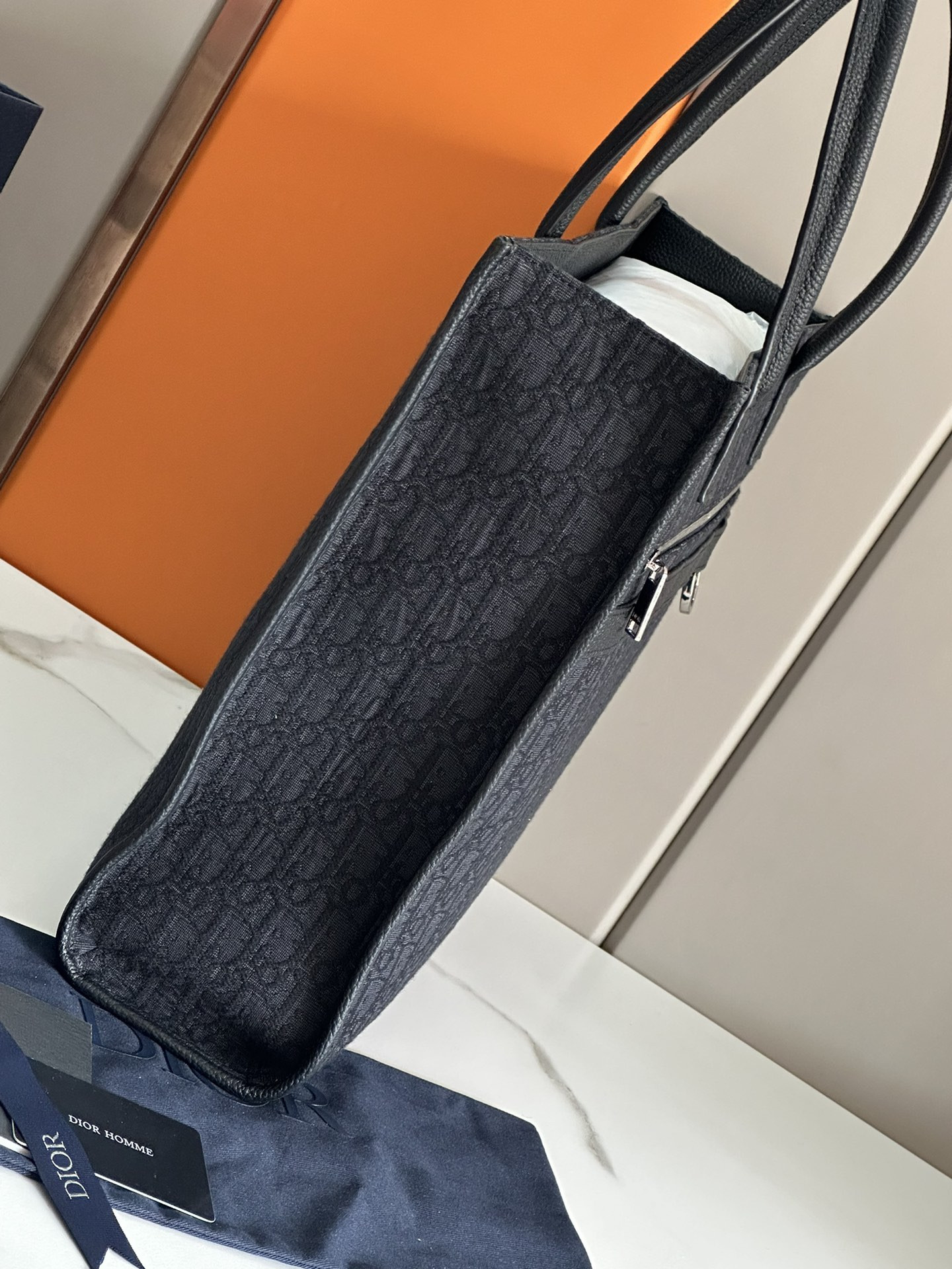 D*or safari tote bag black D*or oblique jacquard and grained calfskin 15.5 x 14 x 4.5 inches