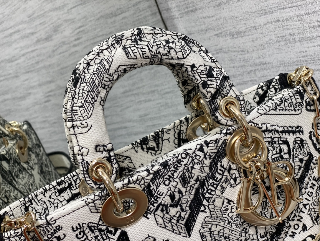 D*or lady d-joy bag medium black white 26 x 13.5 x 5 cm