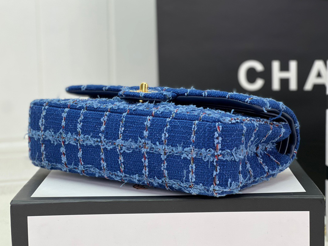 Ch*el classic 11.12 handbag tweed & gold-tone metal 6 × 9.9 × 2.5 in