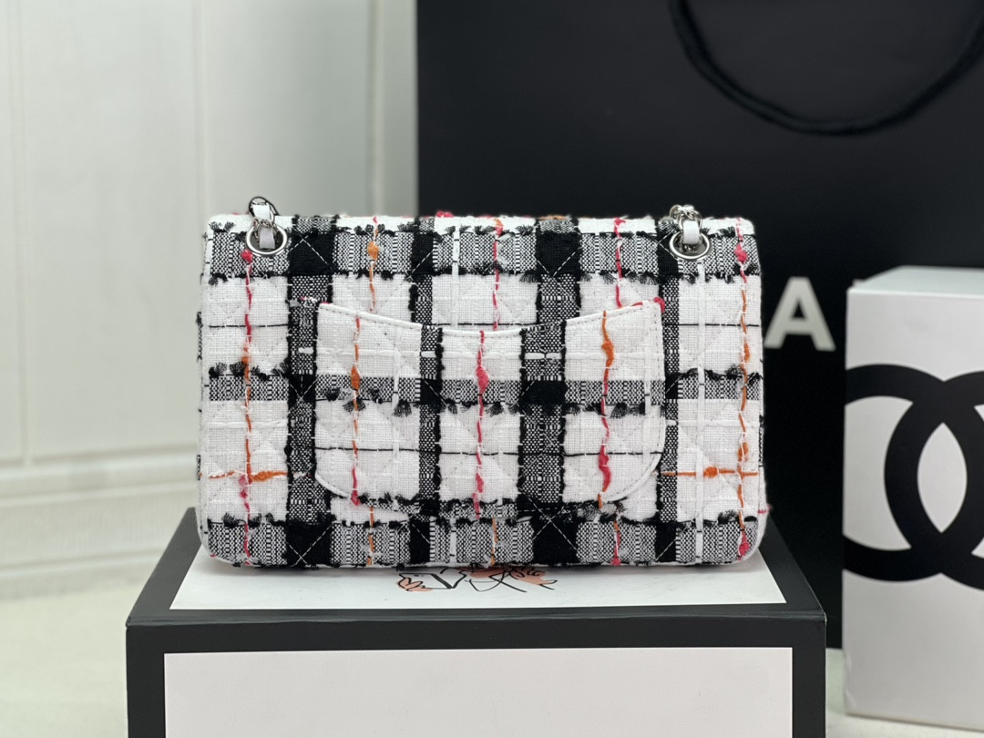 Ch*el classic 11.12 handbag tweed & silver-tone metal 6 × 9.9 × 2.5 in