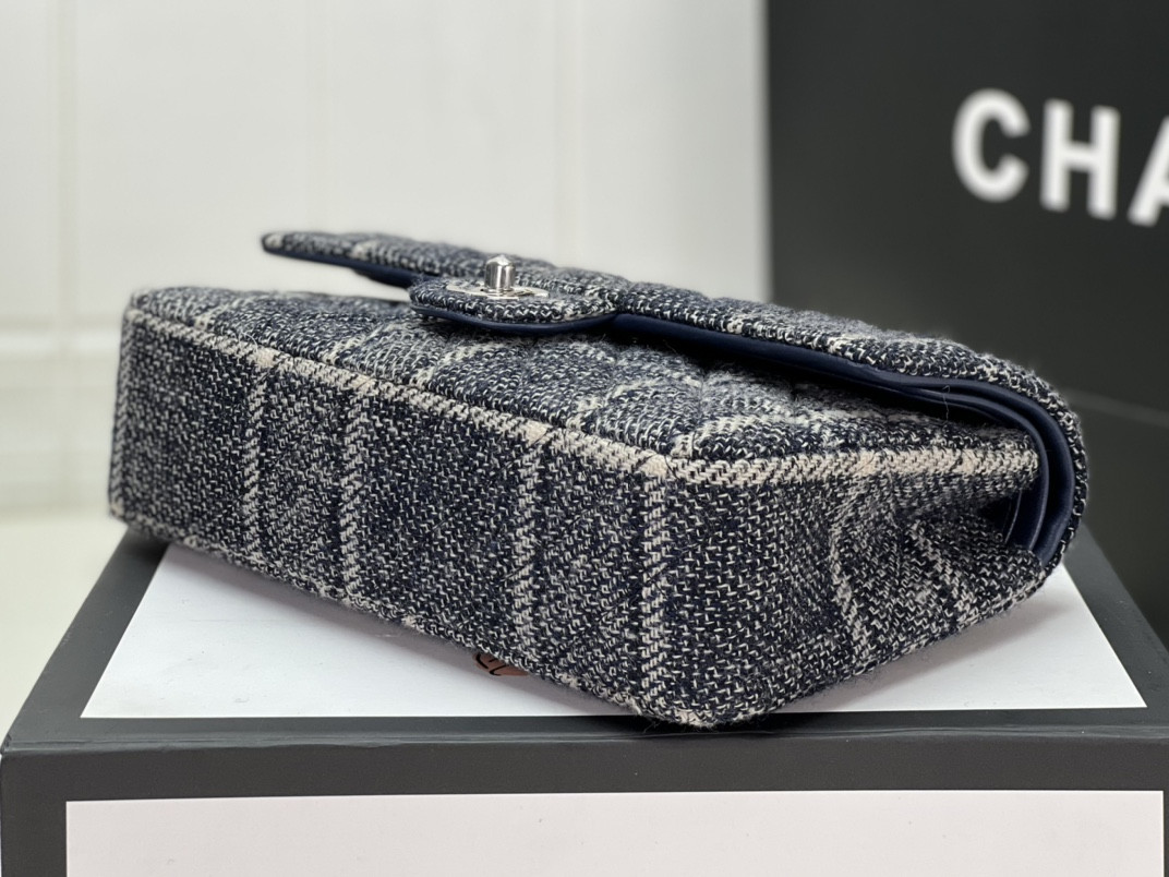 Ch*el classic 11.12 handbag tweed & silver-tone metal 6 × 9.9 × 2.5 in