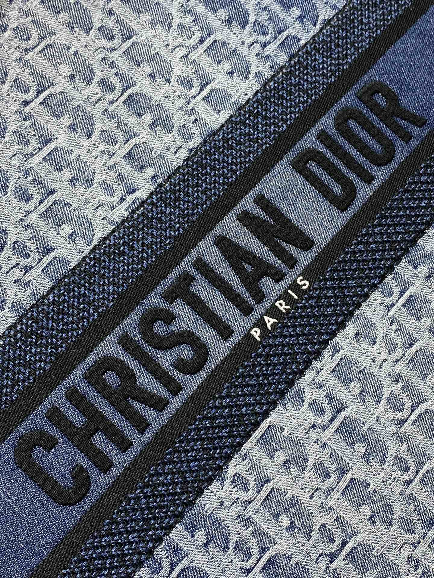 large D*or book tote blue denim D*or oblique jacquard 42 x 35 x 18.5 cm